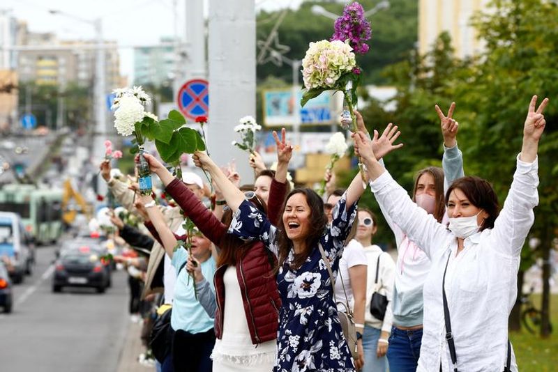 Belarusian people march for independence