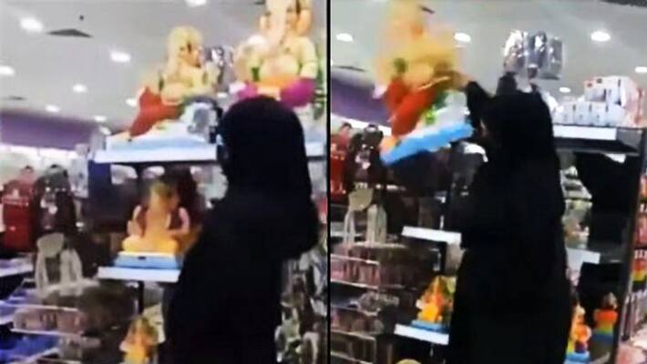Muslim woman slams Ganesh i idols in Bahrain, video goes viral ALB Muslim woman slams Ganesh i idols in Bahrain, video goes viral ALB