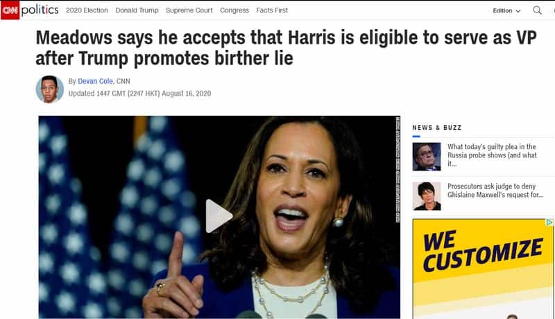 Donald Trump lie about Kamala Harris Eligibility in presidential election