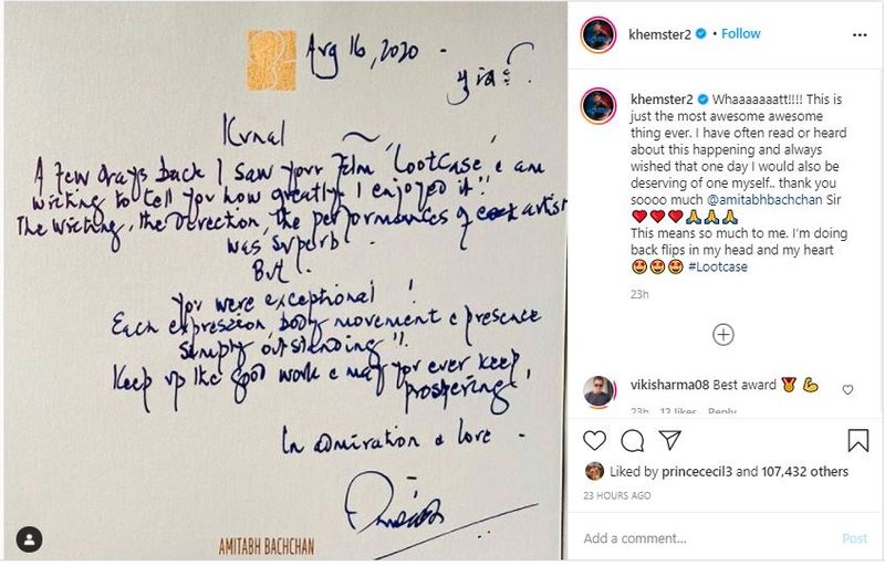 Kunal Kemmu receives special appreciation from Amitabh Bachchan