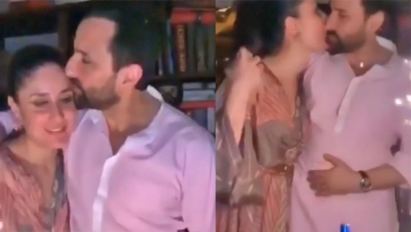 Kareena kapoor Kisses Husband Saif Ali Khan on His 50th Birthday KPG