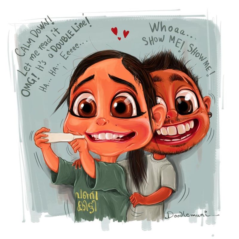 father drawing daughter Jaanki s birth Illustration of the doodle muni can be seen