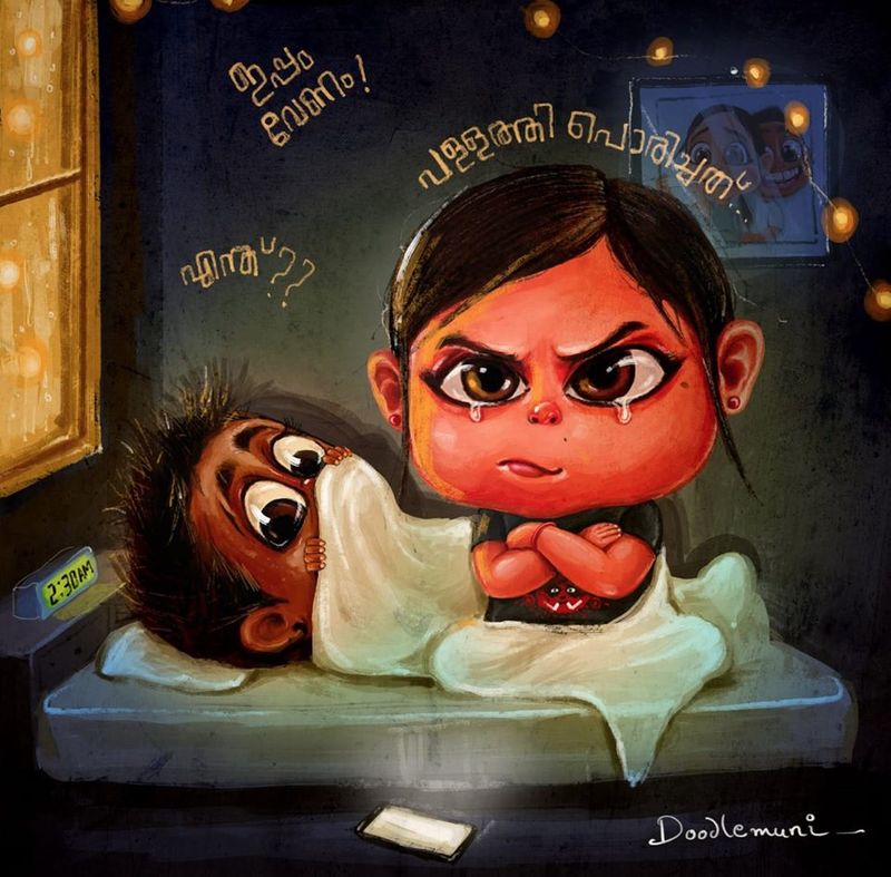 father drawing daughter Jaanki s birth Illustration of the doodle muni can be seen
