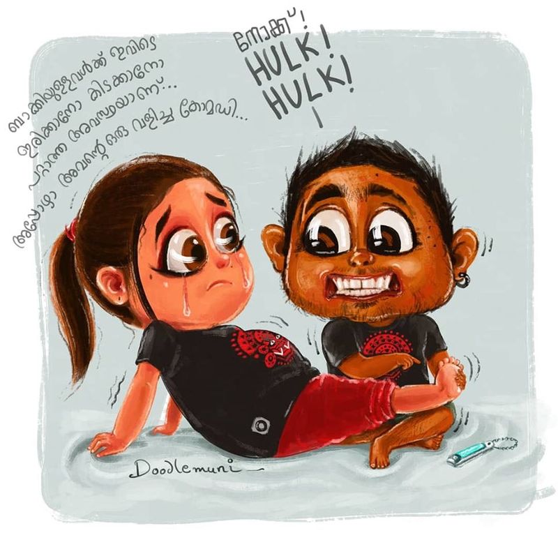 father drawing daughter Jaanki s birth Illustration of the doodle muni can be seen