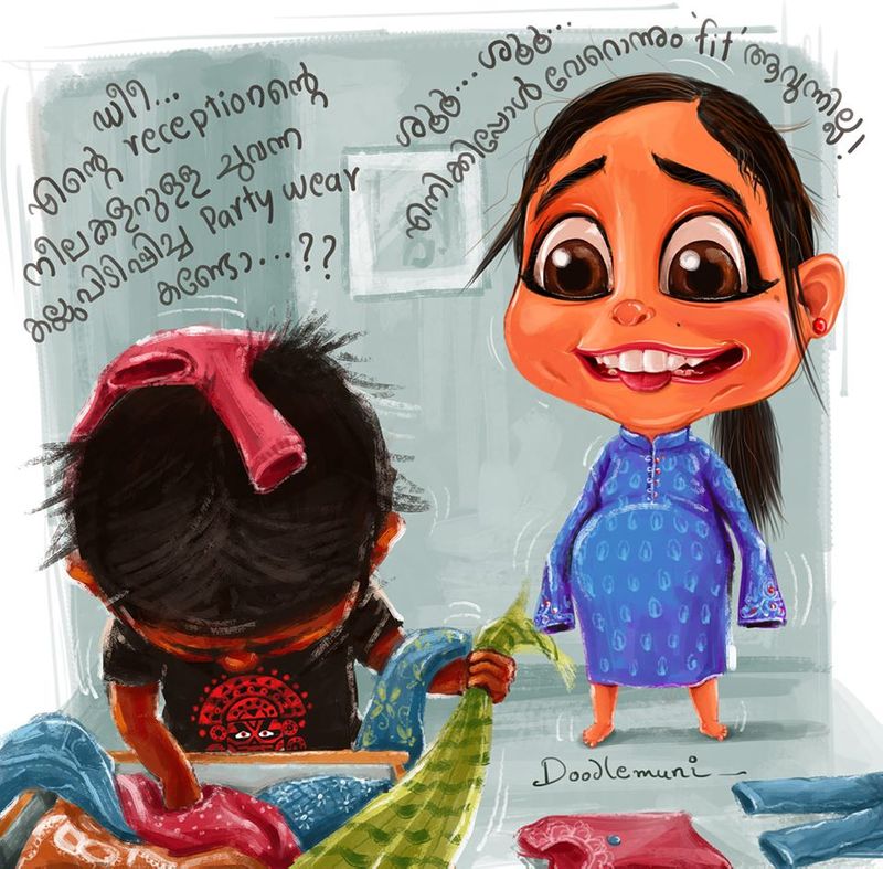 father drawing daughter Jaanki s birth Illustration of the doodle muni can be seen