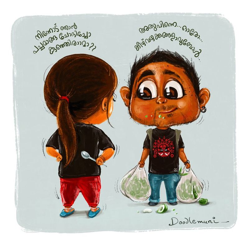 father drawing daughter Jaanki s birth Illustration of the doodle muni can be seen
