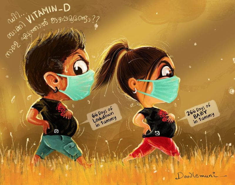 father drawing daughter Jaanki s birth Illustration of the doodle muni can be seen