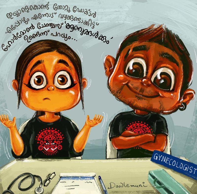 father drawing daughter Jaanki s birth Illustration of the doodle muni can be seen