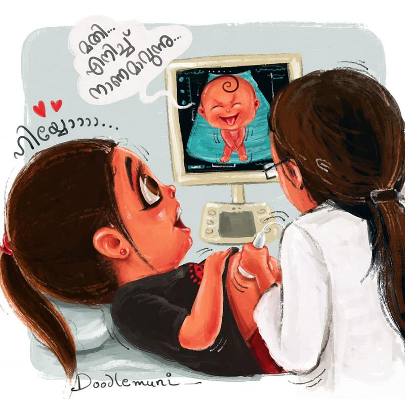 father drawing daughter Jaanki s birth Illustration of the doodle muni can be seen
