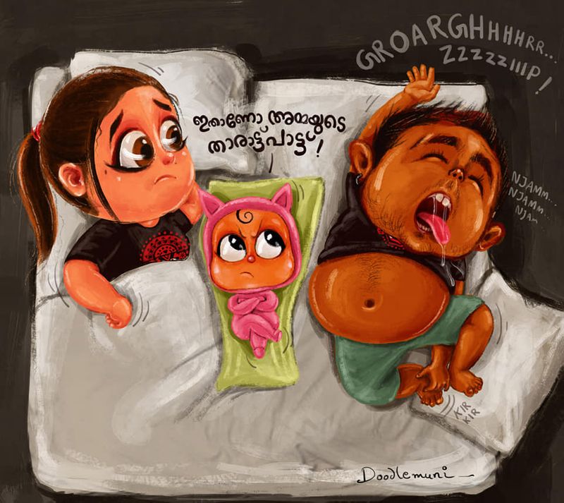 father drawing daughter Jaanki s birth Illustration of the doodle muni can be seen