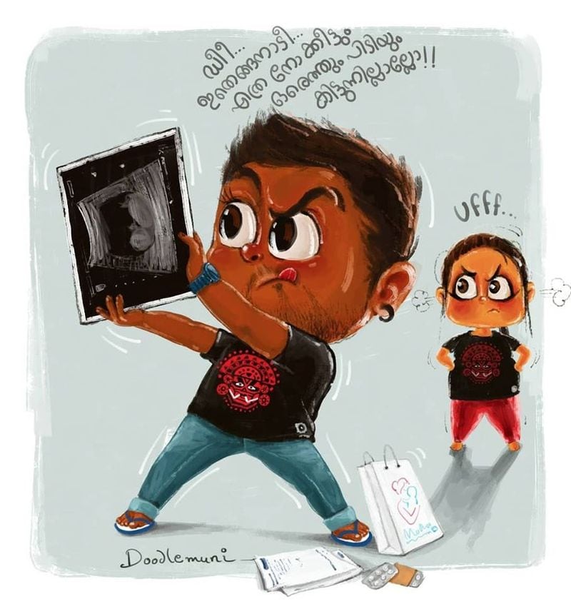 father drawing daughter Jaanki s birth Illustration of the doodle muni can be seen