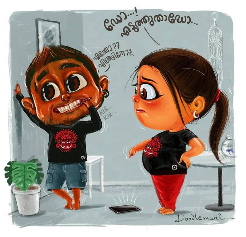 father drawing daughter Jaanki s birth Illustration of the doodle muni can be seen