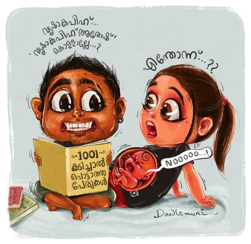 father drawing daughter Jaanki s birth Illustration of the doodle muni can be seen