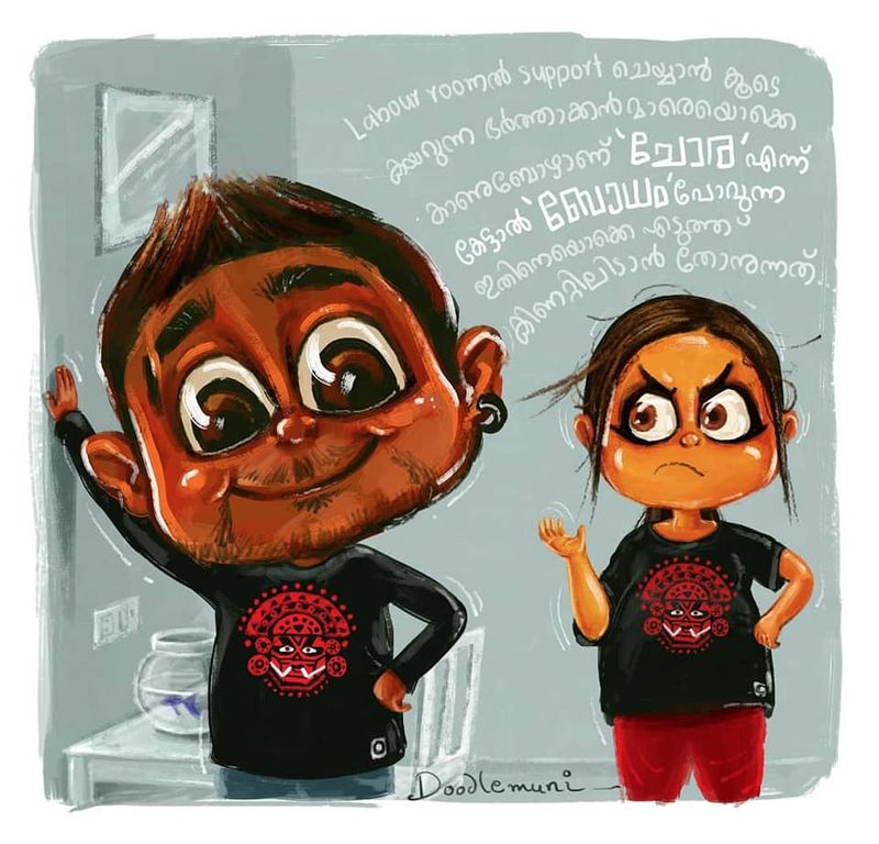 father drawing daughter Jaanki s birth Illustration of the doodle muni can be seen