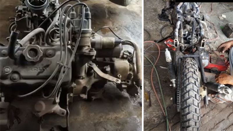 Innovative ideas, Modified super bike made from the engine of maruti car via desi indian jugaad science kpa