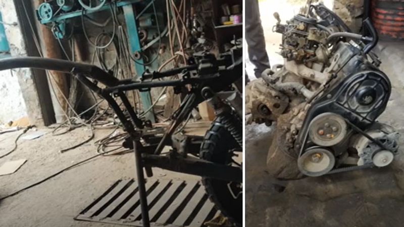 Innovative ideas, Modified super bike made from the engine of maruti car via desi indian jugaad science kpa