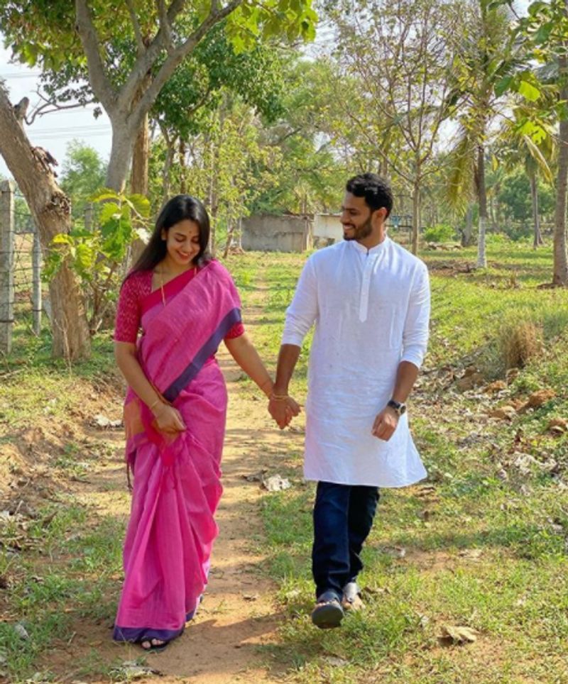 Kannada actor nikhil kumaraswamy celebrates Gouri ganesha chaturthi