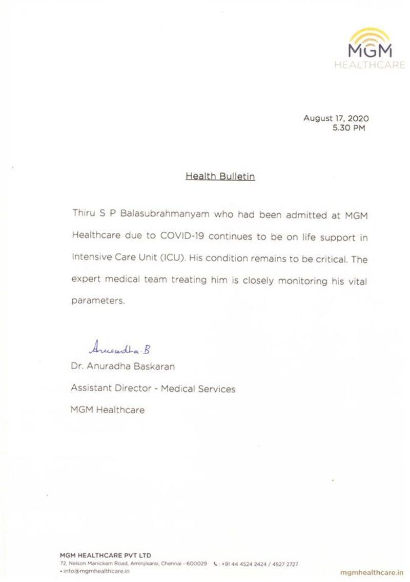 SP Balasubrahmanyam Health Condition Is Again Critical