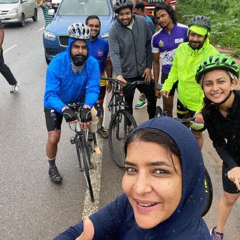 Rakul preet singh and Manchu Lakshmi 30 kms cycling