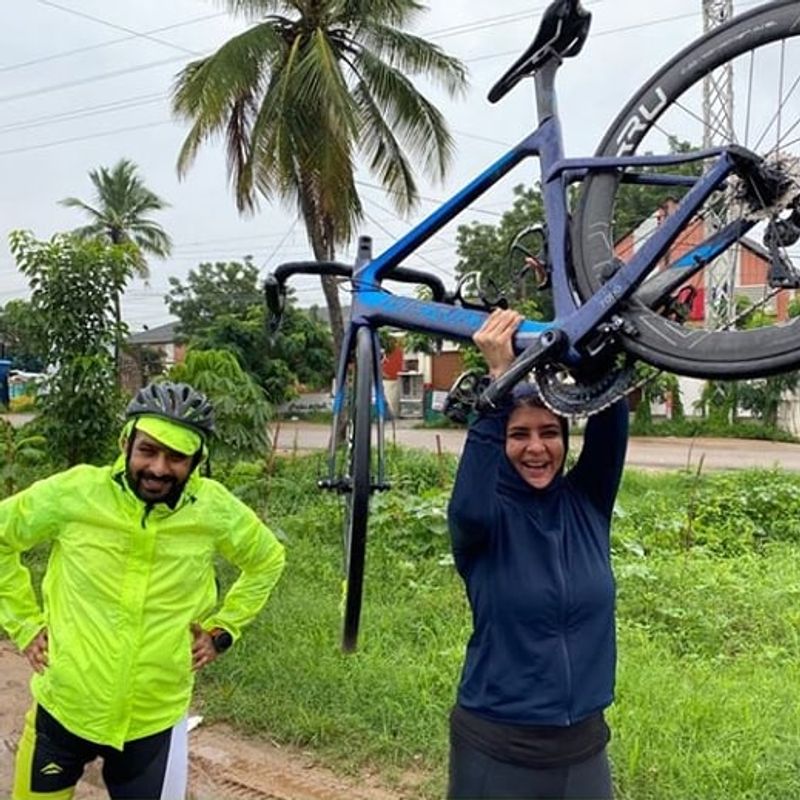 Rakul preet singh and Manchu Lakshmi 30 kms cycling