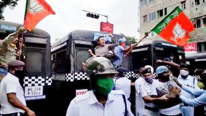 BJP yuba morcha protest on Visva Bharati issue at Kolkata BTD BJP yuba morcha protest on Visva Bharati issue at Kolkata BTD