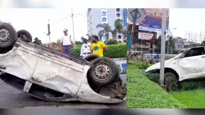 One injured in a car accident at Kaikhali in Kolkata BRT One injured in a car accident at Kaikhali in Kolkata BRT