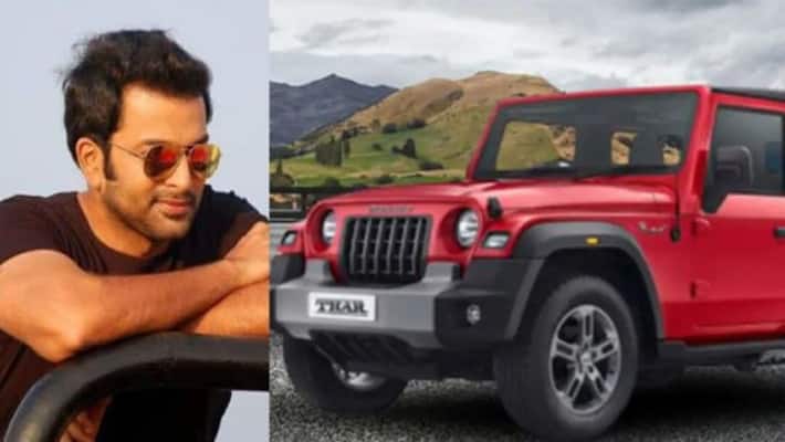 Actor prithviraj sukumaran test drive New Mahindra Thar and praise the vehicle Actor prithviraj sukumaran test drive New Mahindra Thar and praise the vehicle