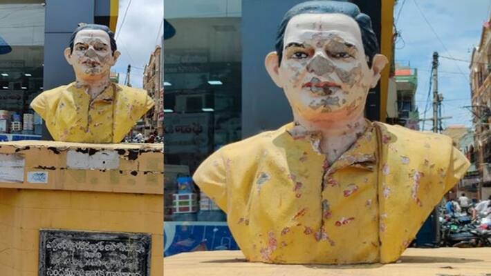 unknown miscreants damage NTR Statue, Tension Prevail unknown miscreants damage NTR Statue, Tension Prevail