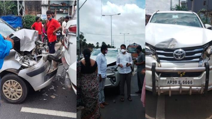 YCP MP Mopidevi Convoy Meets With An Accident YCP MP Mopidevi Convoy Meets With An Accident