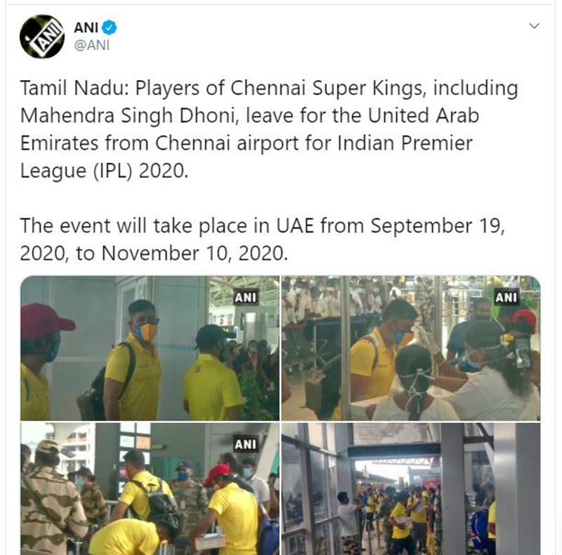IPL 2020 Fans click MS Dhoni pictures Chennai airport CSK head to UAE apc