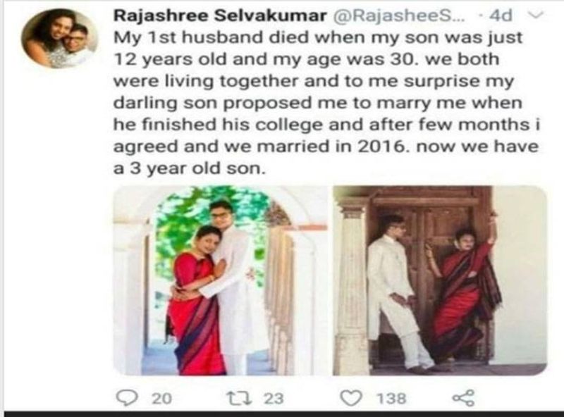 son marry to mother social media viral photo wife husband kpt