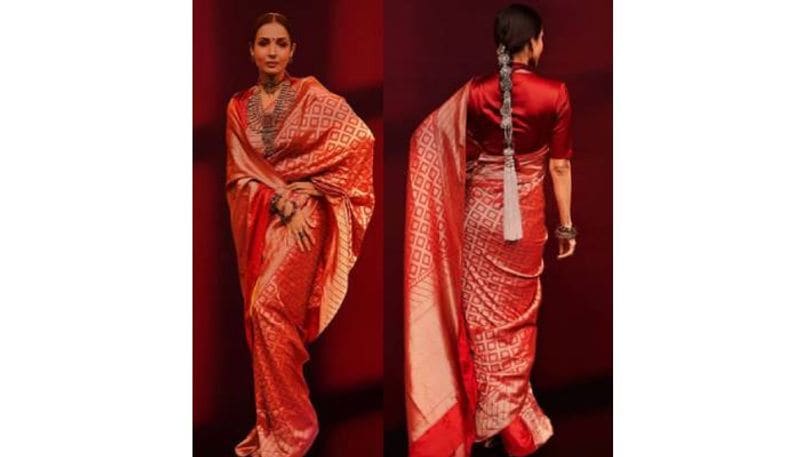 malaika arora in red saree viral pics