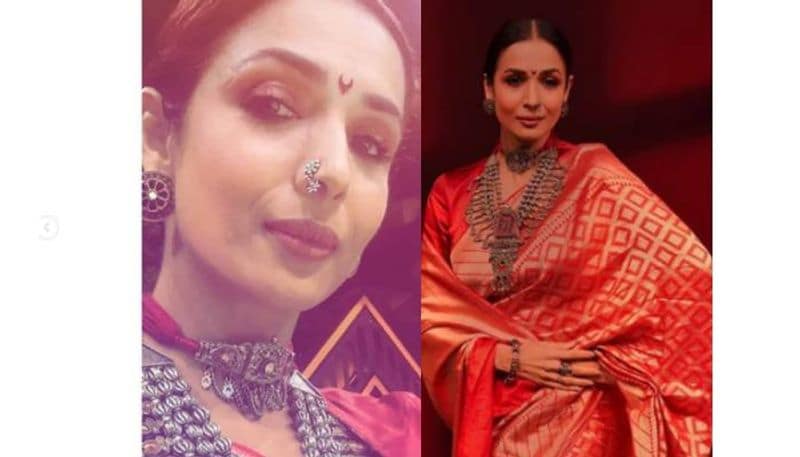 malaika arora in red saree viral pics