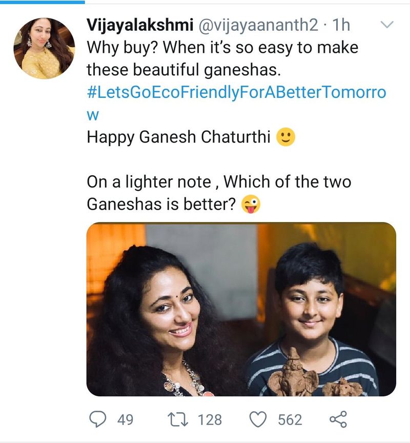 Kannada actor darshan wife prepares ganesha idol at home