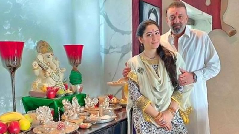 Sanjay Dutt and Maanayata Dutt celebrate Ganesh Chaturthi at home ADB