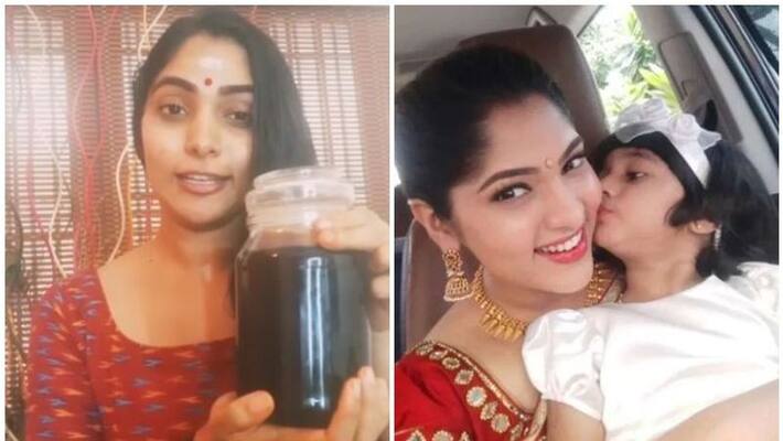 muktha making special hair oil for daughter muktha making special hair oil for daughter