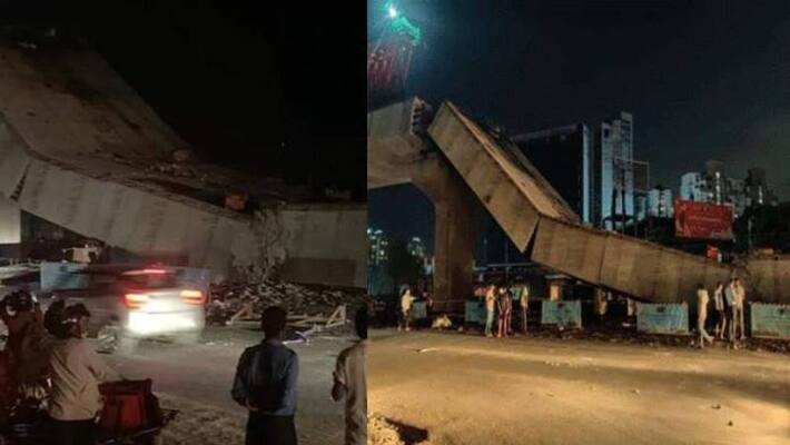 Gurugram rains: 2 hurt as portion of under-construction flyover collapses at Sohna Road Gurugram rains: 2 hurt as portion of under-construction flyover collapses at Sohna Road