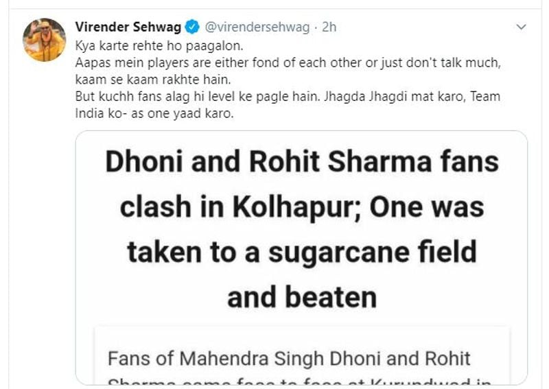 IPL 2020 MS Dhoni Rohit Sharma fans clash 1 beaten up Virender Sehwag advice apc