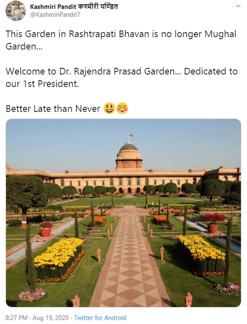 is it Mughal Gardens at Rashtrapati Bhavan renamed as dr rajendra prasad garden