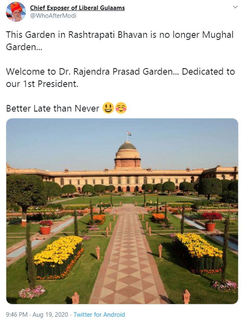 is it Mughal Gardens at Rashtrapati Bhavan renamed as dr rajendra prasad garden