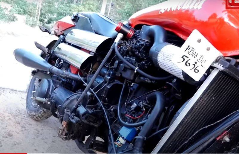 Youth made Maruti 800 engine powered Biggest motorcycle in Punjab