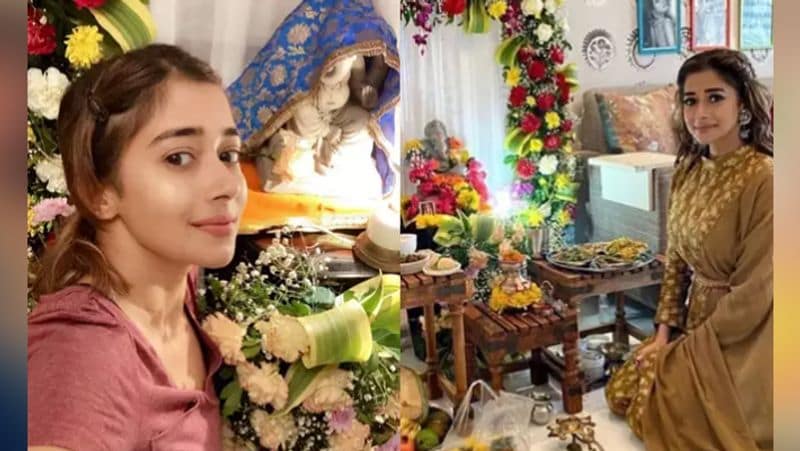 ganesh chaturthi 2020 shweta tiwari ganesh puja with daughter palak tiwari and son reyansh KPJ