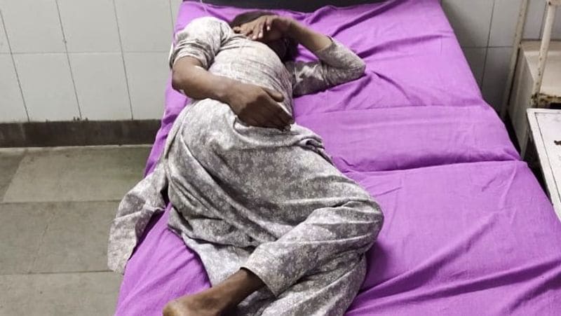 अस्पताल मे भर्ती घायल हुई महिला।