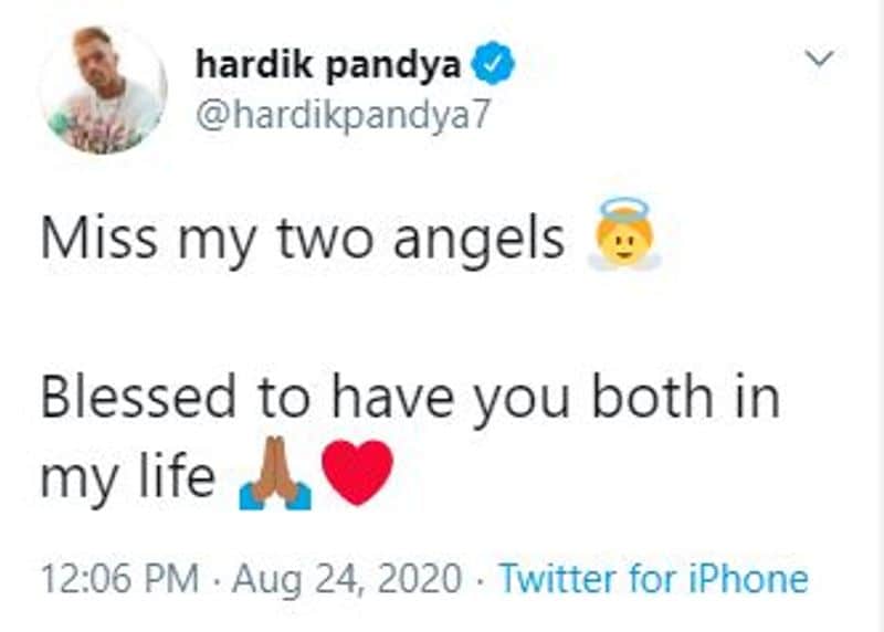 ipl 2020 hardik pandya shares son cute picture abu dhabi miss my two angels apc