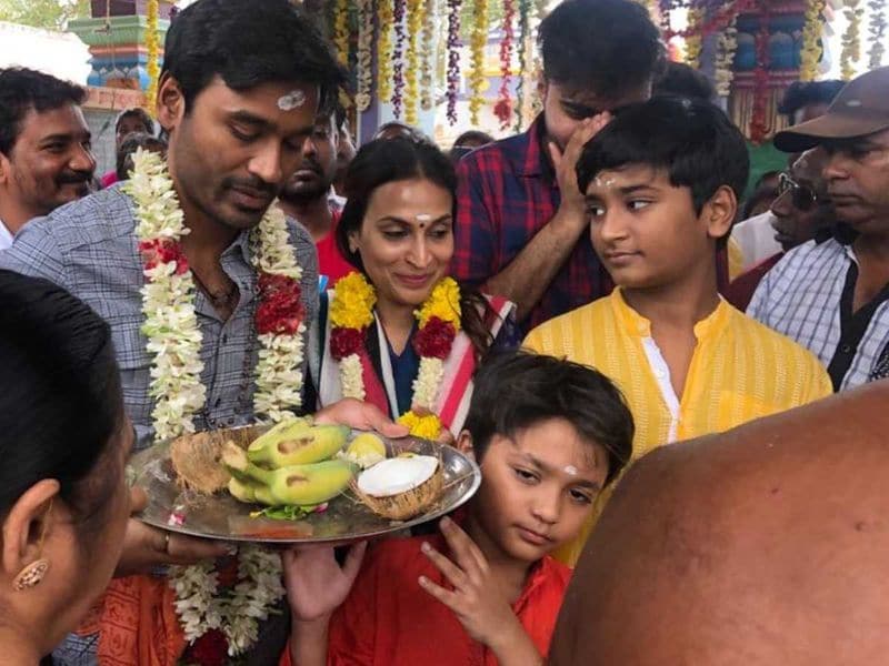 Actor Dhanush with his sons Photo going viral in social media