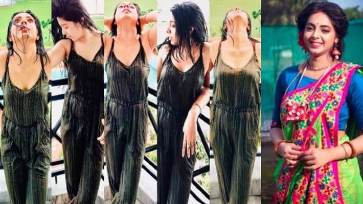 Krishnakoli actress Sreemoyee Chattoraj posed as she was drenched in rain ADB Krishnakoli actress Sreemoyee Chattoraj posed as she was drenched in rain ADB