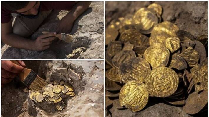 teens volunteering at an excavation in central Israel founds 1100 year-old gold coins teens volunteering at an excavation in central Israel founds 1100 year-old gold coins