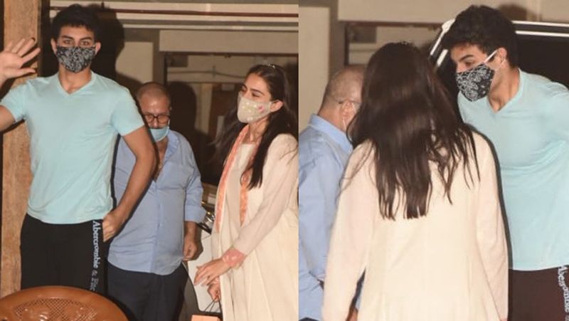 Sara ali khan with brother Ibrahim ali khan spotted outside father saif ali khan house KPJ