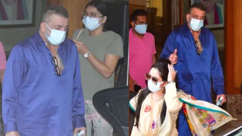 sanjay dutt leave for hospital for treatment of lung cancer with wife maanayata dutt and sister priya dutt KPJ