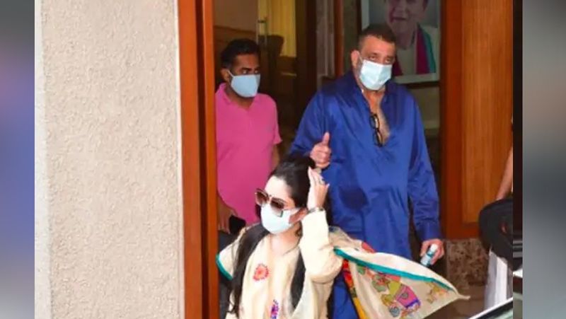 sanjay dutt leave for hospital for treatment of lung cancer with wife maanayata dutt and sister priya dutt KPJ